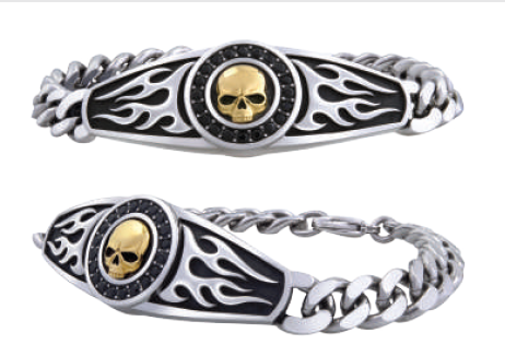 Skull & Flame Bracelet Or- 8