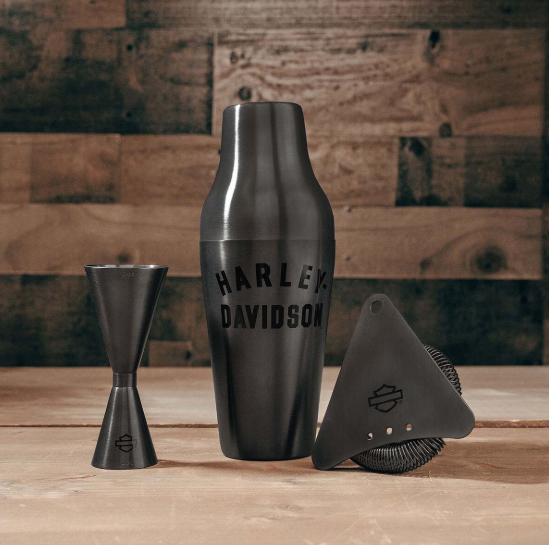 Ensemble de shakers pour cocktails, Harley-Davidson, Noir Mat