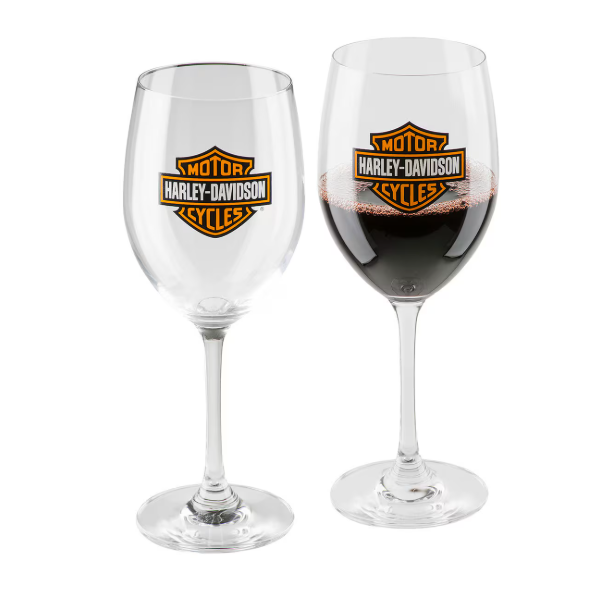 H-D BAR & SHIELD WINE GLASS SET (2 COUPES PAR SET)