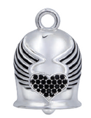 Black Bling Heart & Wings Road Bell