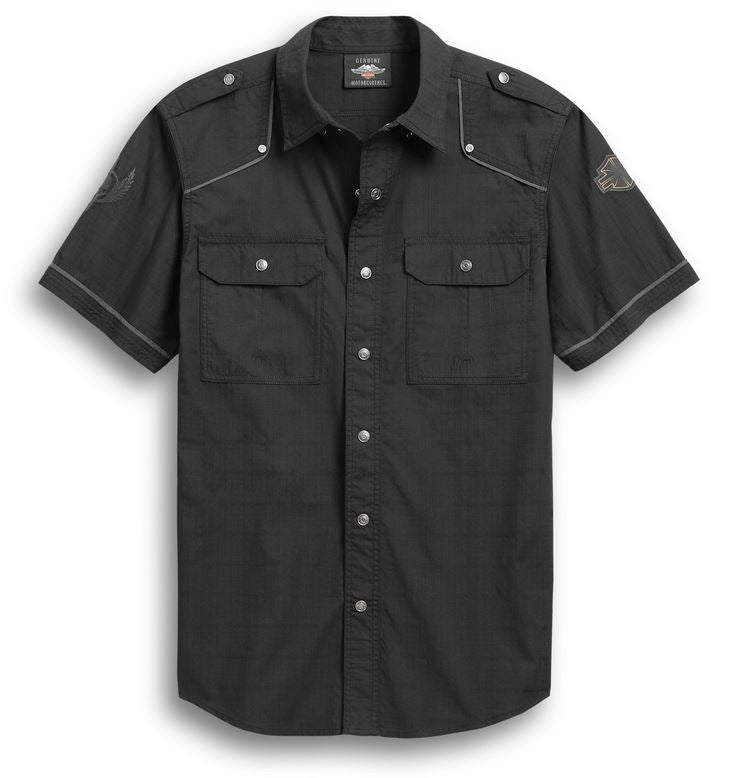 Chemise pour Hommes à Manches Courtes Accent Piping Skulll Wing Harley-Davidson®