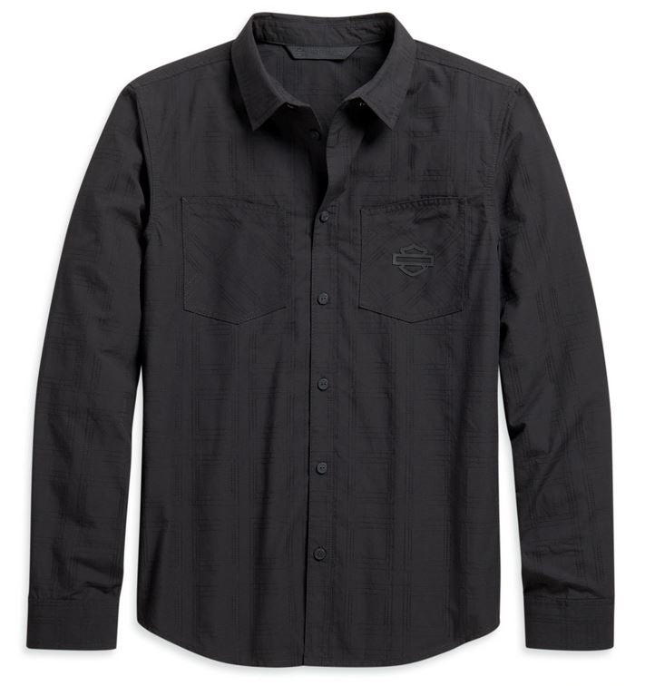 Chemise pour Hommes à Manches Longues Textured Woven Shirt Slim Fit Harley-Davidson®