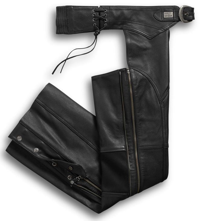 Pantalon pour Femmes Chaps de Luxe II en Cuir Noir Harley-Davidson®
