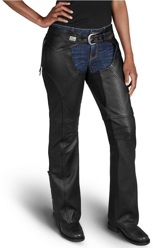 Pantalon pour Femmes Chaps de Luxe II en Cuir Noir Harley-Davidson®