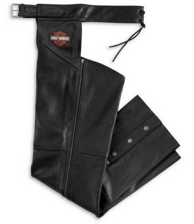 Pantalon pour Hommes Chaps en Cuir Vieilli Noir Brodés Harley-Davidson®