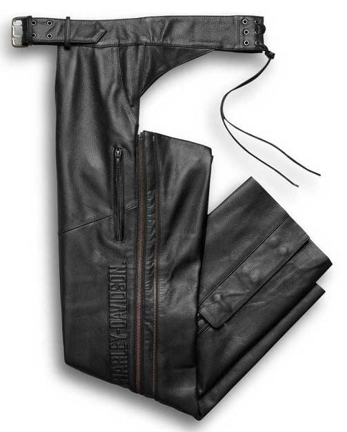 Pantalon pour Hommes Chaps de Luxe en Cuir Noir Harley-Davidson®