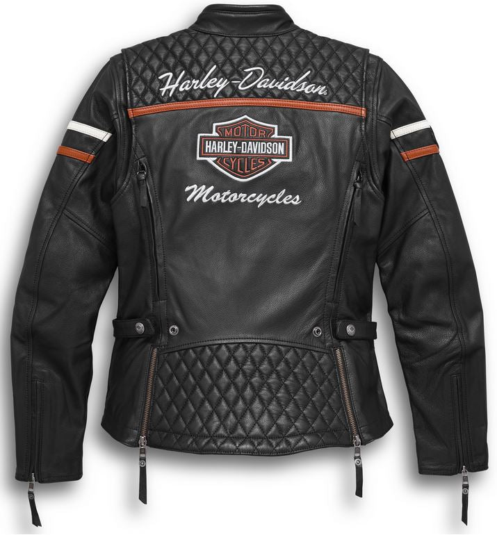 Veste pour Femmes en Cuir Miss Enthusiast H-D Triple Vent System Noire Harley-Davidson®