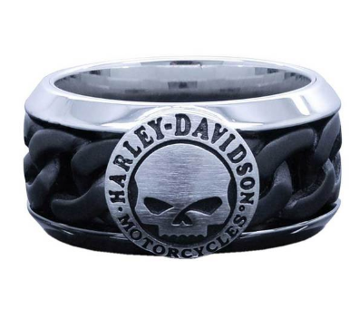 Bracelets pour Hommes Black Steel Chain Willie G Skull Ring Harley-Davidson